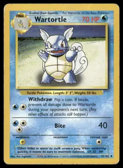 WARTORTLE 42/102 UNCOMMON BASE SET UNLIMITED POKEMON MP - Image 2