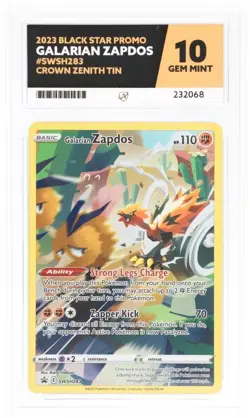 Pokemon TCG Galarian Zapdos SWSH283 Crown Zenith Black Star Promo Ace 10 - Image 1