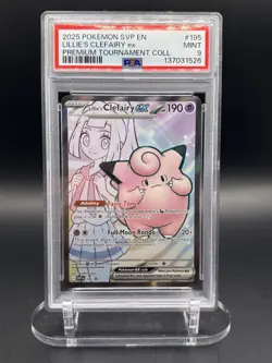 2025 POKEMON SVP LILLIE PREMIUM TOURNAMENT PROMO LILLIE'S CLEFAIRY EX PSA 9 #19 - Image 1