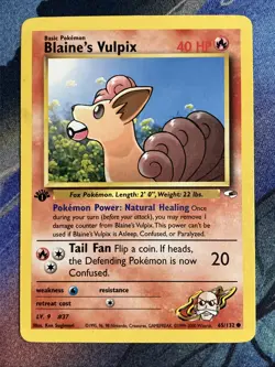Pokemon 2000 Gym Heroes First Edition: Blaine’s Vulpix (65/132) LP - Image 1