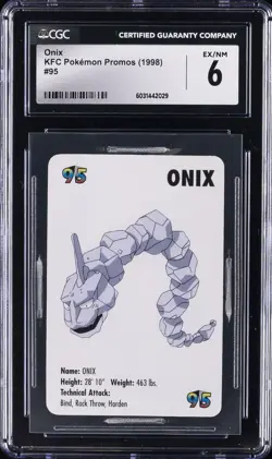 1998 KFC POKEMON PROMOS N/A #95 ONIX CGC 6 - Image 1