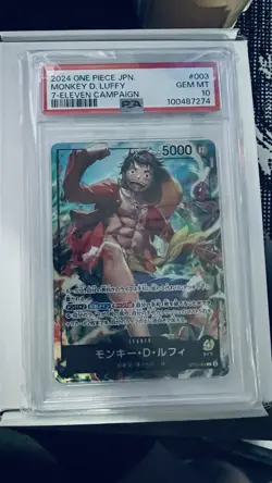 2024 ONE PIECE JPN PROMOS 7-ELEVEN CAMPAIGN #003 MONKEY D. LUFFY PSA 10 - Image 1