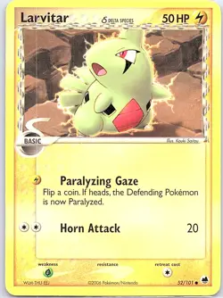 Larvitar (Delta Species) 52/101 Non Holo Dragon Frontiers - Pokemon Card - NM - Image 1