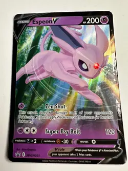 Pokemon Card Espeon V SWSH201 Sword & Shield Black Star Promo Holo Rare NM - Image 1