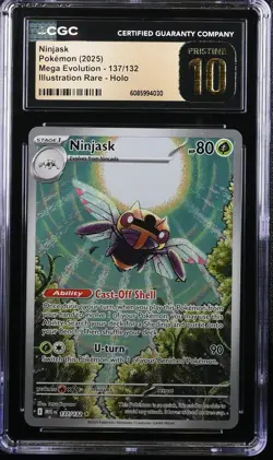 2025 POKEMON MEG EN-MEGA EVOLUTION ILLUSTRATION RARE 137 NINJASK CGC 10 PRISTINE - Image 1