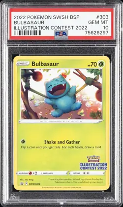 2022 POKEMON SWSH BLACK STAR PROMO ILLUSTRATION CONTEST 2022 BULBASAUR PSA 10 - Image 1