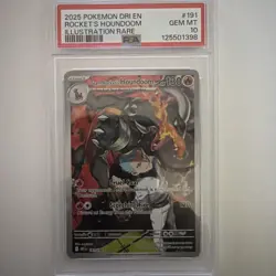 Pokemon 2025 Destined Rivals Illustration Rare #191 Team Rockets Houndoom PSA 10 - Image 1