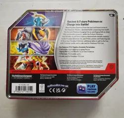 Pokemon Paradox Destinies Tin Gouging Fire ex Tin w/ 5 Booster Packs New Sealed - Image 2