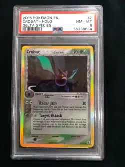 Graded PSA 8 2005 Pokemon EX CROBAT #2 HOLO Delta Species NM - MT - Image 1