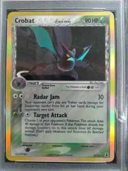 Graded PSA 8 2005 Pokemon EX CROBAT #2 HOLO Delta Species NM - MT - Image 2