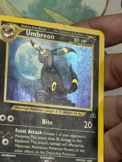 Pokemon TCG Umbreon Fart Swirl Heavy Played Damaged Neo Discovery Holo Rare - Image 4