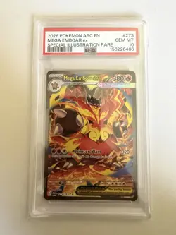 Pokemon TCG Ascended Heroes Mega Emboar EX 273/217 SIR Holo PSA 10 - Image 1