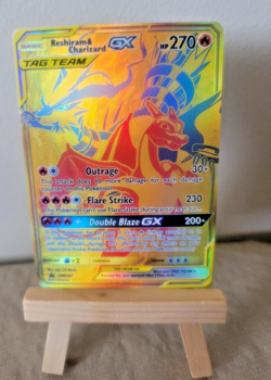 Pokemon Full Art/Illustration Reshiram Charizard GX Tag Team Holo (SM247) LP+ - Image 1