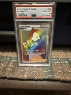 2020 Pokemon SWSH FA Marnie 208/202 PSA 10 Secret Rare - Image 1