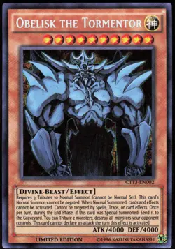 Obelisk the Tormentor CT13-EN002 Secret Rare 2016 Mega-Tins Yu-Gi-Oh Near Mint - Image 1