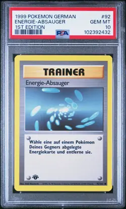 PSA 10 ENERGIE ABSAUGER ENERGY REMOVAL 92 BASE SET GERMAN 1ST EDITION POKEMON - Image 1