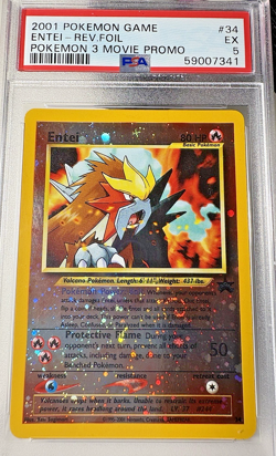 2001 Pokemon Game Entei-Rev.Foil Pokemon 3 Movie Promos Black Star #34 PSA 5 EX - Image 1