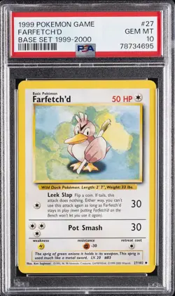 1999 POKEMON BASE SET 1999-2000 “4TH PRINT” #27 FARFETCH'D PSA 10 - Image 1