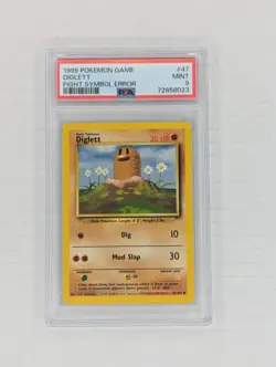 1999 Pokemon Game #47 Diglett Fight Symbol Error PSA 9 MINT - Image 1