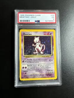 Pokemon Mewtwo Base Set Unlimited Holo Rare #10 PSA 5 - Image 2