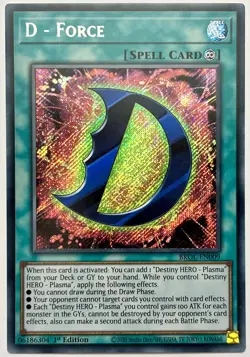 BROL-EN009 D - Force - Secret Rare 1st Edition Near Mint YuGiOh Card - Image 1