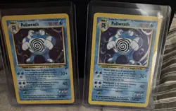 Pokemon TCG Base Set Poliwrath Holo 2 Card Lot Wizards of the Coast 1999 - Image 1
