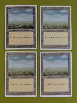 Plains (C) x4 Fourth Edition 4th 4x Magic the Gathering MTG White Border - Image 1