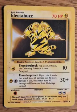 Pokemon TCG Electabuzz 20/102 Non-Holo Rare Card Unlimited Base Set LP - Image 1
