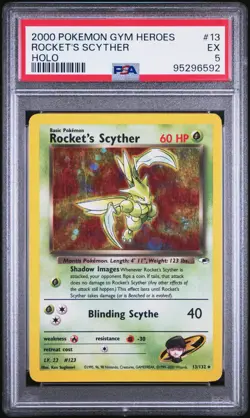2000 Pokemon Gym Heroes Rocket's Scyther Holo 13/132 PSA 5 Excellent - Image 1