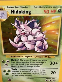 1999 Pokemon Base Set Nidoking Holo 11/102 NM WOTC Vintage Rare - Image 2