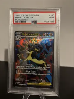 PSA 9 MINT Pokemon Mega Evolutions Mega Lucario Ultra Rare #100/132 - Image 1