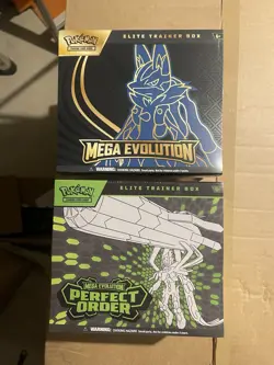 1x Pokemon Tcg Mega Evolution Lucario And 1x Perfect Order Elite Trainer Box - Image 1