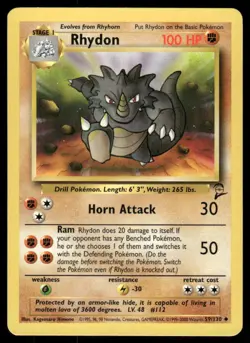 Pokemon Cards Rhydon 59/130 Base Set 2 WOTC Uncommon NM - Image 1