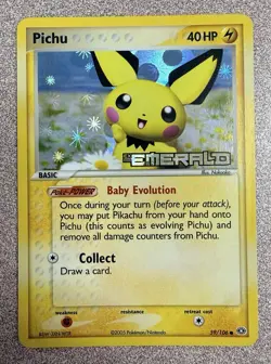 Pichu 59/106 EX Emerald Reverse Holo Stamped Pokemon Card 2005. NM- - Image 1