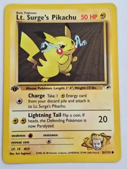 Pokemon TCG 1st Edition 81/132 Lt. Surge's Pikachu Vintage - Image 1