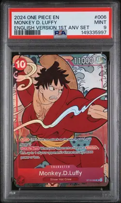 2024 ONE PIECE ENGLISH VERSION 1ST ANNIVERSARY SET #006 MONKEY D. LUFFY PSA 9 - Image 1