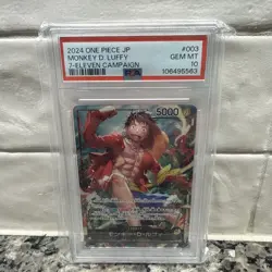 One Piece CCG Monkey D. Luffy 003 7-Eleven Campaign Promo PSA 10 Japanese - Image 1