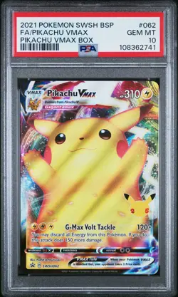 Pikachu VMAX SWSH062 Full Art Black Star Promo PSA 10 Pokemon Card - Image 1