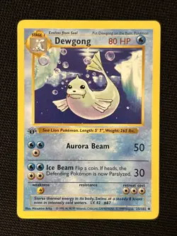 Pokemon Dewgong 25/102 (1st Edition) Shadowless *Near Mint* Never Played Card - Image 1