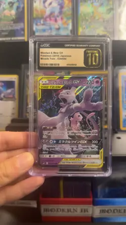 CGC 10 Pristine Mewtwo & Mew GX 029/094 2019 Japanese Pokemon Miracle Twin - Image 1