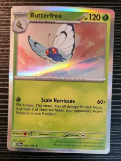 Pokemon- Butterfree 003/159- Holo Rare Card- Journey Together - Image 1