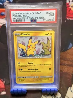 Pokemon Sun & Moon Team Up Blister Black Star Promo SM162 Holo Pikachu PSA 9 - Image 1