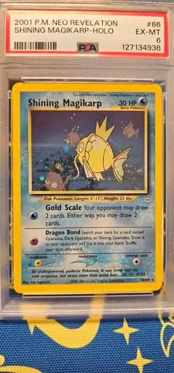 PSA 6 GRADED 2001 POKEMON NEO REVELATION #66 SHINING MAGIKARP-HOLO - Image 1