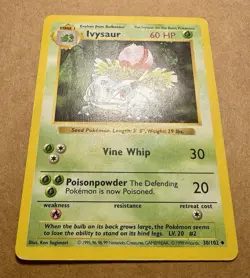 Shadowless Ivysaur 30/102 Pokemon Base Set LP Vintage WOTC 1999 - Image 2