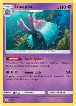 Toxapex 63/149 Rare Holo | Sun & Moon | Pokemon Card - Image 1