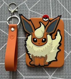 Flareon Pokemon Card Case Holder Keyring Charm Chinese Promo New Unused - Image 1