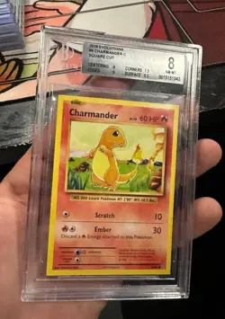 Pokemon 2016 Charmander 9/108 XY Evolutions SQUARE CUT ERROR BGS 8 Beckett POP 1 - Image 1