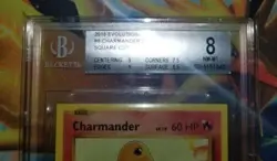 Pokemon 2016 Charmander 9/108 XY Evolutions SQUARE CUT ERROR BGS 8 Beckett POP 1 - Image 2