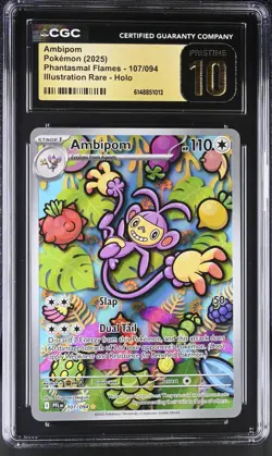 Pokemon Ambipom 107/094 Illustration Rare Phantasmal Flames - CGC 10 PRISTINE - Image 1