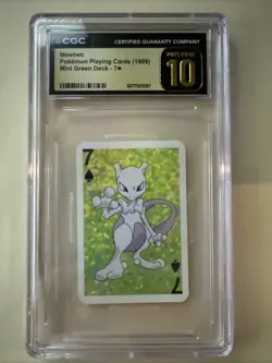 1999 Mewtwo CGC Pristine 10 BICYCLE POKEMON MINI PLAYING CARDS GREEN DECK - Image 1
